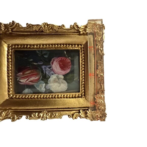 Miniature Victorian-Inspired Ornate  3.5" X 4"Gold Frame - Picture 3 of 4